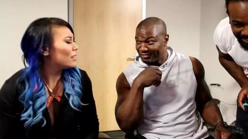 Shelton Benjamin's reaction to Mia Yim and Keith Lee's engagement